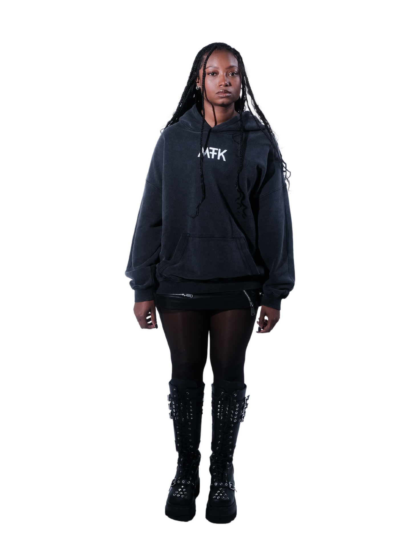 MTK LOGO HOODIE OVERSIZED IN DARK GREY